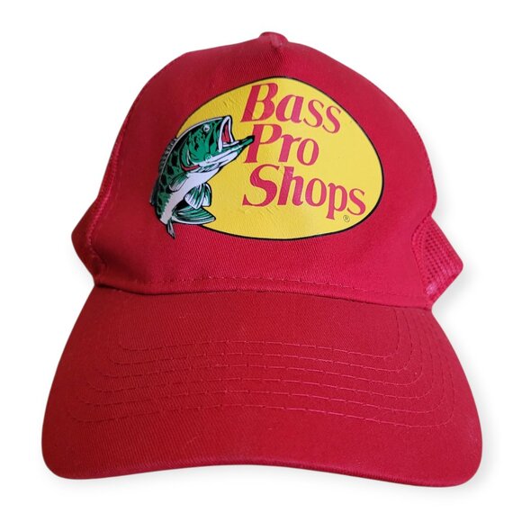 Bass Pro Red Trucker Hat Snapback Adjustable Fishing Outdoor Mesh One Size - Picture 1 of 5
